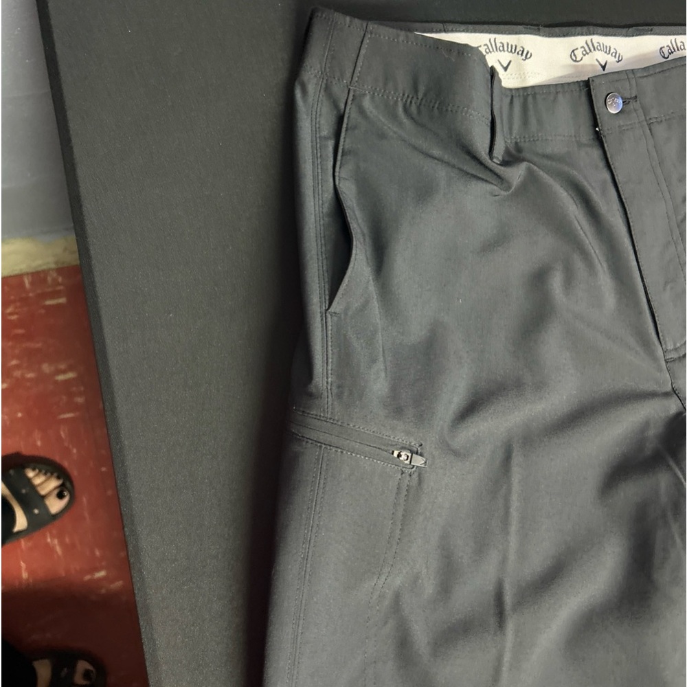 Mens Callaway Sz 38 Black Golf 2 Pocket Zip Cargo Gripper‎ Waist 10” Inseam